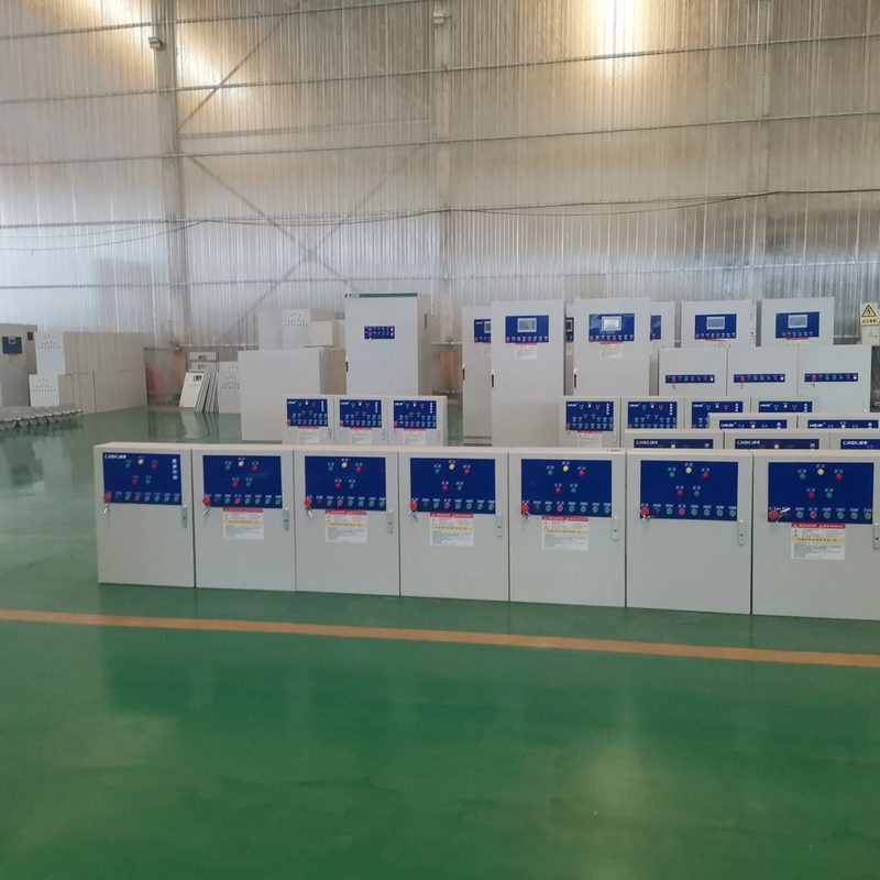 Britop factory: finished power distribution cabinets ready for dispatch
